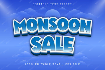Monsoon Sale Editable Text Effect 3 Dimension Emboss Modern Style
