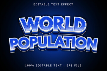 World Population Editable Text Effect 3 Dimension Emboss Modern Style