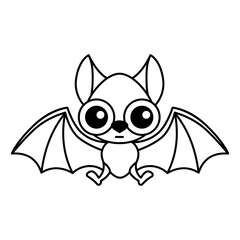 Forest animal for children coloring book. Funny vampire bat, halloween, dracula, vampire, silhouette, bat, a cartoon style