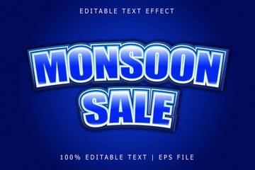 Obraz premium Monsoon Sale Editable Text Effect 3 Dimension Emboss Modern Style