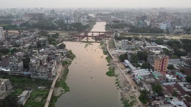 Aerial View of Turag River in Bangladesh