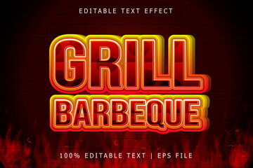 Grill Barbeque Editable Text Effect 3 Dimension Emboss Modern Style