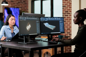 3D model artist rendering professional scene using prototype software and professional assets....