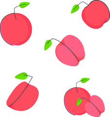 Print design vector illustration of red and green apple collection. Cute set with flat style.