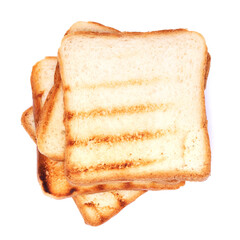 Grilled slices of toast bread isolated on white background