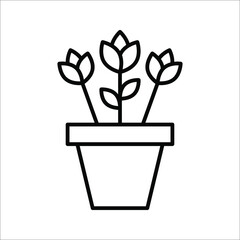 tulip icon vector, simple flower sign and symbol on white background.