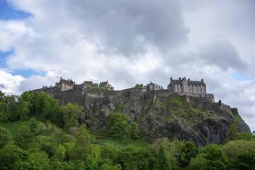 Fototapeta na wymiar Edinburgh , Scotland - May 27 , 2019 : Edinburgh Castle is a historic castle in Edinburgh. It is built on a volcanic rock.