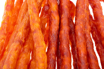 sausages KABANOSY close-up macro