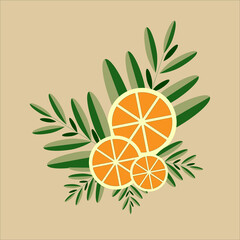 illustration of an orange and leafs