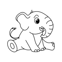 Cute elephant cartoon coloring page illustration vector. For kids coloring book.