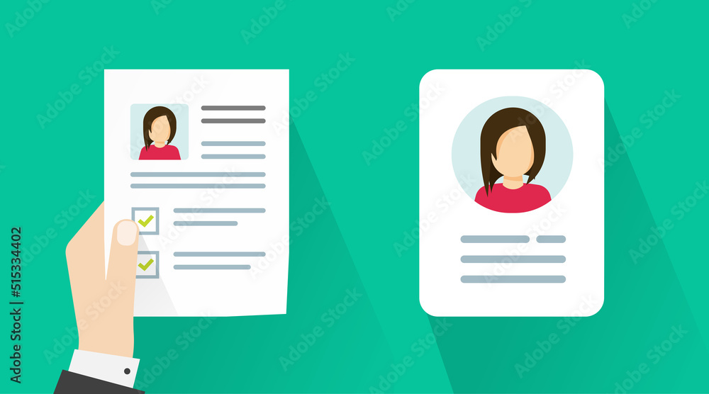 Poster personal profile data info file vector icon or employee credential account information document flat