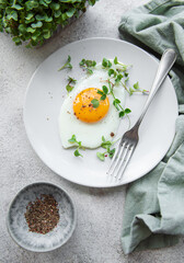 Fried eggs on a white plate