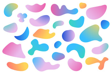 Modern gradient futuristic vector shapes. Trendy art background pattern. Colorful fluid paint design. Set of isolated abstract elements of holographic chameleon design palette of shimmering colors