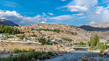 Aerial view of Kargil city and is the second largest town of Ladakh, India