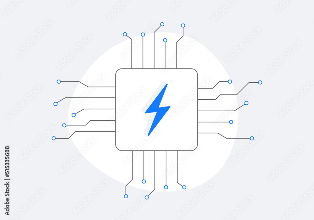 Poster artificial intelligence ai in the energy industry concept vector icon. vector illustration with ligh