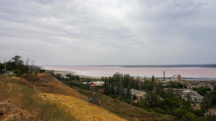Kuyalnyk estuary or Kuyalnik, formerly Andreevsky estuary. One of the group of Odessa estuaries. pink colored water