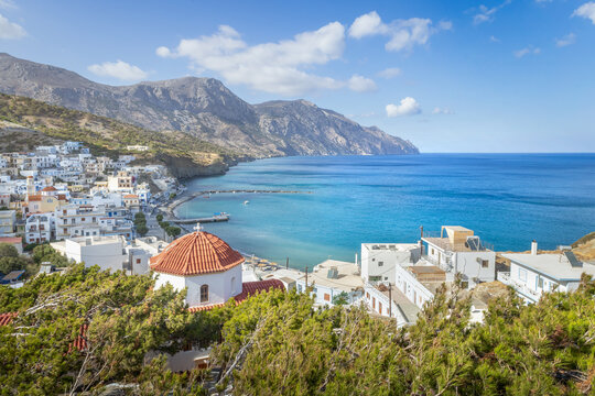 View over village of Diafani, Karpathos, Greek Islands