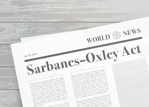 Sarbanes-Oxley Act - United States federal law to protect investors. Newspaper headline vector concept