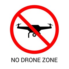 no flying drone sign. isolated on white background.
