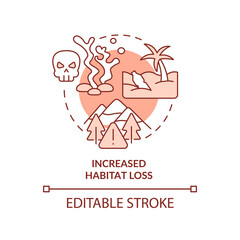 Increased habitat loss terracotta concept icon. Overpopulation effect on nature abstract idea thin line illustration. Isolated outline drawing. Editable stroke. Arial, Myriad Pro-Bold fonts used