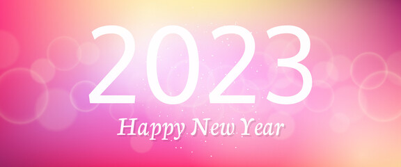 Happy new year 2023 incription on blurred background