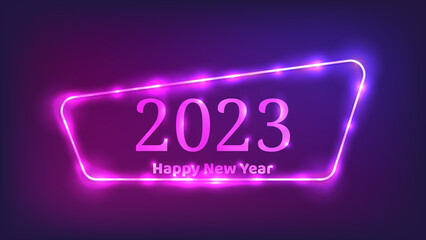 2023 Happy New Year neon background