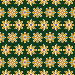 Minimal Retro Geometric Style Daisy Flowers Seamless Trendy Pattern Chic Fashion Colors Perfect for Allover Fabric Print