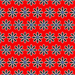 Minimal Retro Geometric Style Daisy Flowers Seamless Trendy Pattern Chic Fashion Colors Perfect for Allover Fabric Print