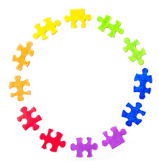 LGBTQ Rainbow Jigsaw Puzzles Flags on white background Isolate  of Diversity Gay and lesbian for...