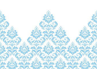 Wallpaper in the style of Baroque. Modern vector background. White and blue floral ornament. Graphic pattern for fabric, wallpaper, packaging. Ornate Damask flower ornament