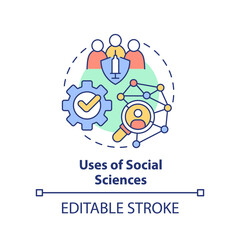 Uses of social sciences concept icon. Prevention measures. Pandemic preparedness abstract idea thin line illustration. Isolated outline drawing. Editable stroke. Arial, Myriad Pro-Bold fonts used