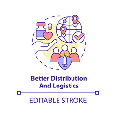 Better distribution and logistics concept icon. Pandemic prevention abstract idea thin line illustration. Isolated outline drawing. Editable stroke. Arial, Myriad Pro-Bold fonts used