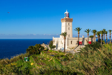Fototapeta na wymiar Tangier, Morocco - 21 January 2022 : The sign of Cape Spartel in Tangier