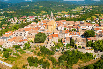 Fototapeta premium Aerial view of Buzet town in Istra, Croatia