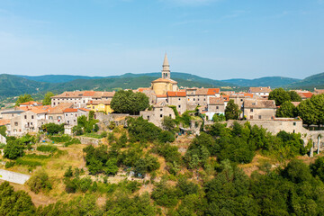 Fototapeta na wymiar Aerial view of Buzet town in Istra, Croatia