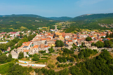 Naklejka na ściany i meble Aerial view of Buzet town in Istra, Croatia