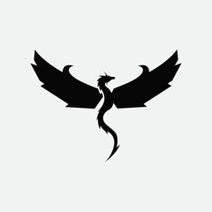 Dragon logo silhouette for your tattoo and illustration