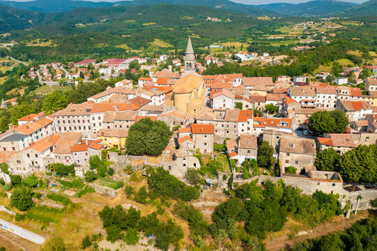 Aerial view of Buzet town in Istra, Croatia
