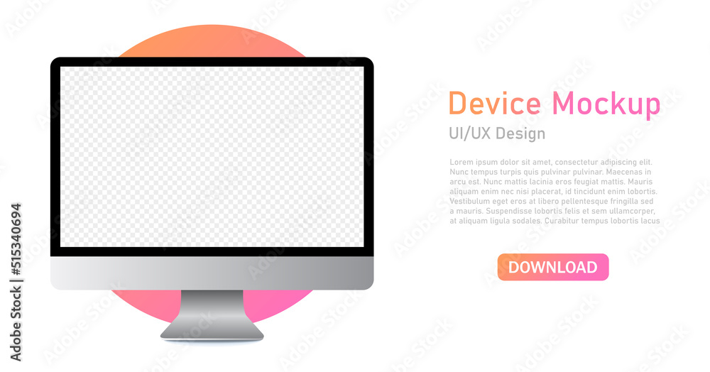 Poster computer screen user interface interface and ux design. realistic gray laptop isolated on white back