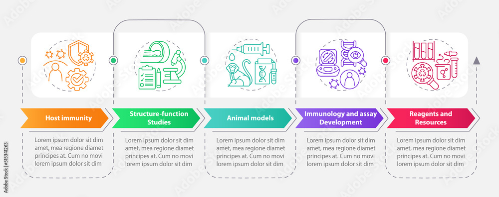 Poster pandemic preclinical research rectangle infographic template. data visualization with 5 steps. edita