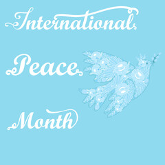 International peace month. Peace dove made of flowers. Vector illustration