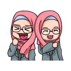 Beautiful Muslim Women Wearing Hijab Illustration.