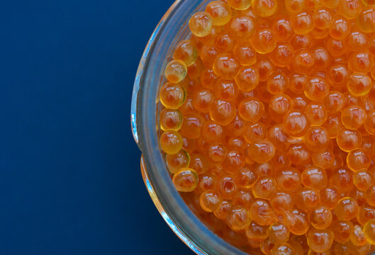 red caviar in a glass