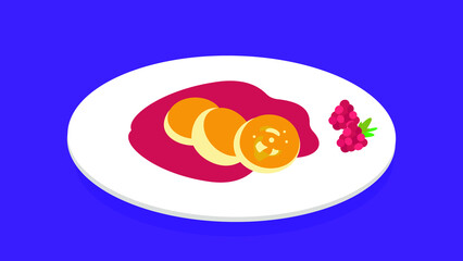 cheesecakes with raspberry jam and raspberries