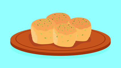 donuts with herbs on a cutting board