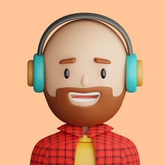 3D cartoon avatar of smiling bearded man