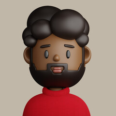 3D cartoon avatar of bearded black man