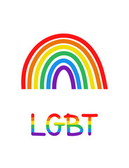 Vector LGBT postcard. LGBTQ card template or banner. Pride Month. Card with rainbow and LGBT text.