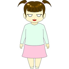 ちびキャラのイラスト（女性・正面）