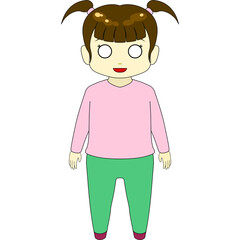 ちびキャラのイラスト（女性・正面）